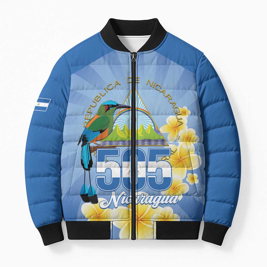 Personalized Nicaragua Independence Day Bomber Puffer Jacket 505 Proud Guardabarranco Sacuanjoche - Wonder Print Shop