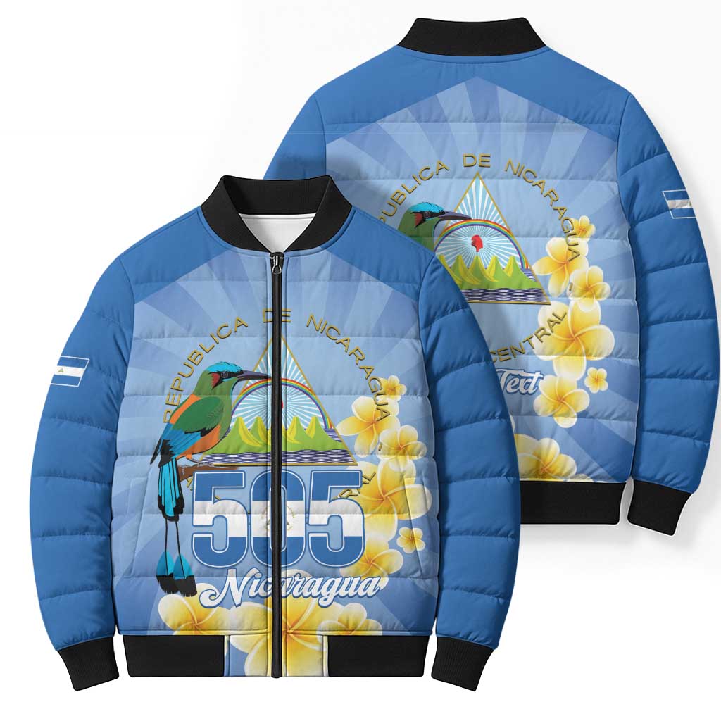Personalized Nicaragua Independence Day Bomber Puffer Jacket 505 Proud Guardabarranco Sacuanjoche - Wonder Print Shop