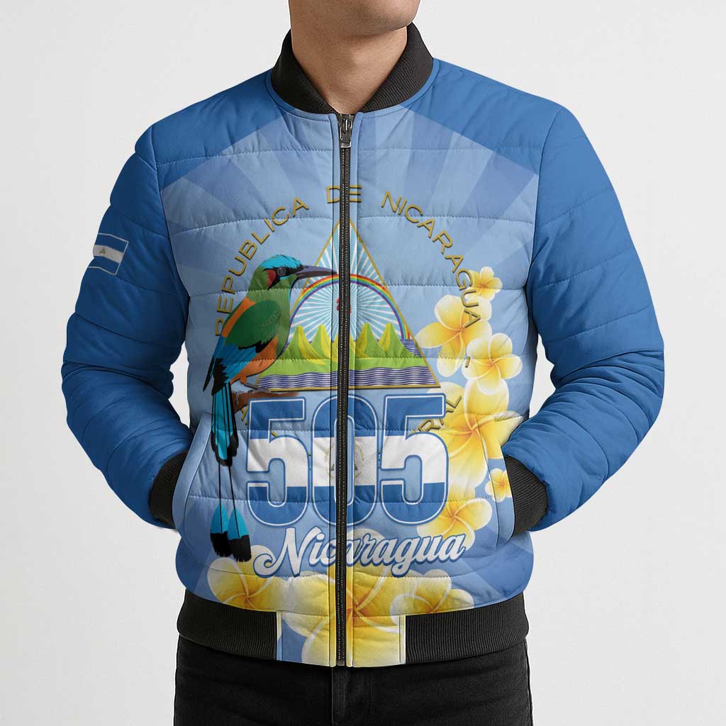 Personalized Nicaragua Independence Day Bomber Puffer Jacket 505 Proud Guardabarranco Sacuanjoche - Wonder Print Shop