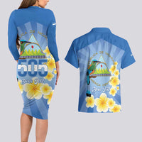 Personalized Nicaragua Independence Day Couples Matching Long Sleeve Bodycon Dress and Hawaiian Shirt 505 Proud Guardabarranco Sacuanjoche - Wonder Print Shop