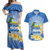 Personalized Nicaragua Independence Day Couples Matching Off Shoulder Maxi Dress and Hawaiian Shirt 505 Proud Guardabarranco Sacuanjoche - Wonder Print Shop