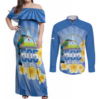 Personalized Nicaragua Independence Day Couples Matching Off Shoulder Maxi Dress and Long Sleeve Button Shirt 505 Proud Guardabarranco Sacuanjoche - Wonder Print Shop