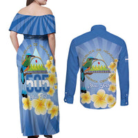 Personalized Nicaragua Independence Day Couples Matching Off Shoulder Maxi Dress and Long Sleeve Button Shirt 505 Proud Guardabarranco Sacuanjoche - Wonder Print Shop