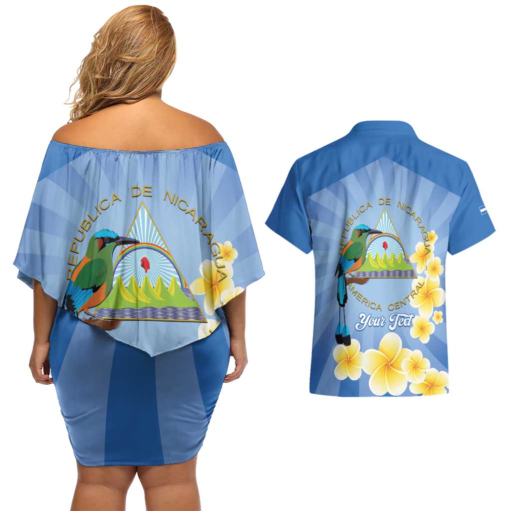 Personalized Nicaragua Independence Day Couples Matching Off Shoulder Short Dress and Hawaiian Shirt 505 Proud Guardabarranco Sacuanjoche - Wonder Print Shop