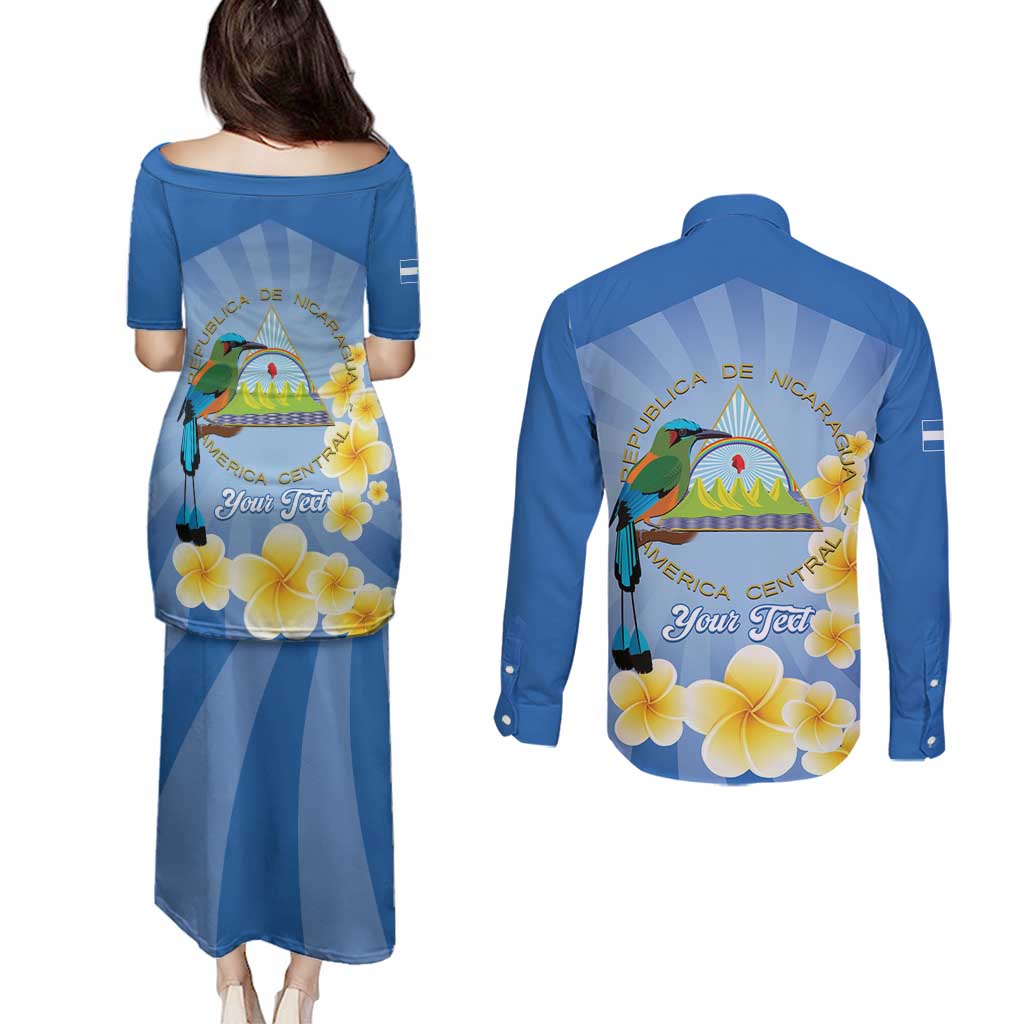Personalized Nicaragua Independence Day Couples Matching Puletasi and Long Sleeve Button Shirt 505 Proud Guardabarranco Sacuanjoche - Wonder Print Shop