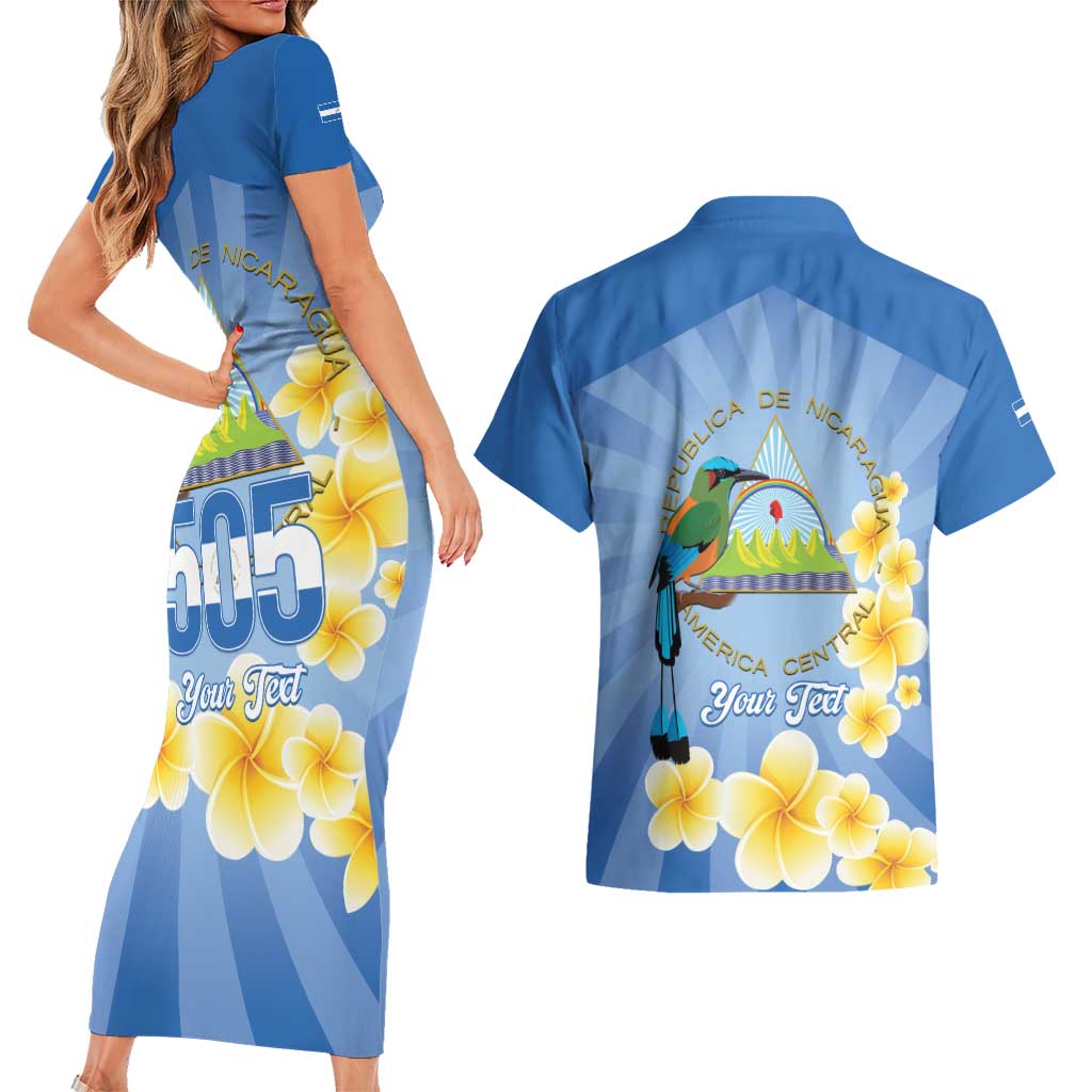 Personalized Nicaragua Independence Day Couples Matching Short Sleeve Bodycon Dress and Hawaiian Shirt 505 Proud Guardabarranco Sacuanjoche - Wonder Print Shop