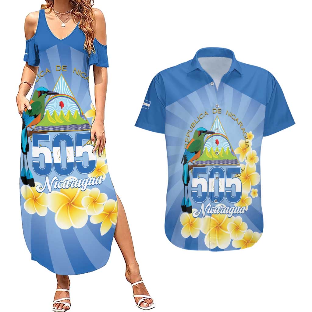 Personalized Nicaragua Independence Day Couples Matching Summer Maxi Dress and Hawaiian Shirt 505 Proud Guardabarranco Sacuanjoche - Wonder Print Shop