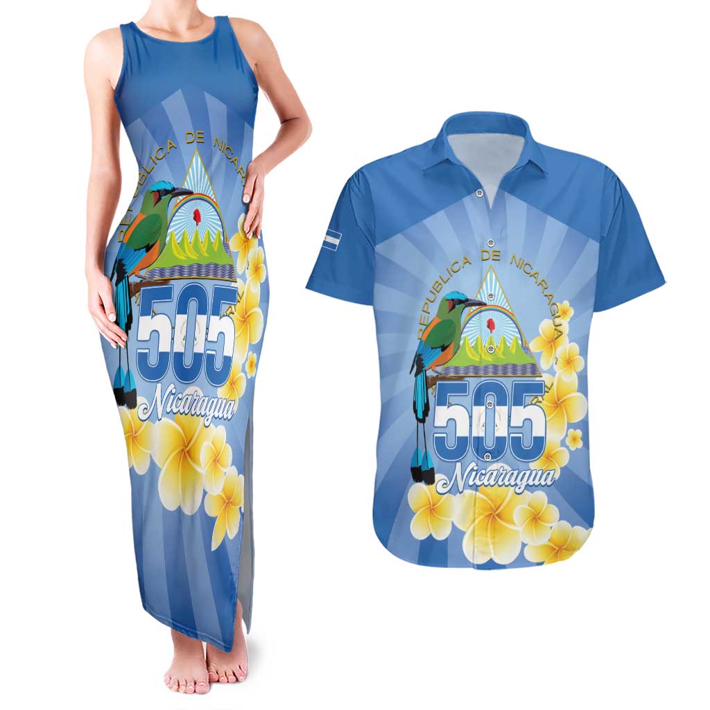 Personalized Nicaragua Independence Day Couples Matching Tank Maxi Dress and Hawaiian Shirt 505 Proud Guardabarranco Sacuanjoche - Wonder Print Shop