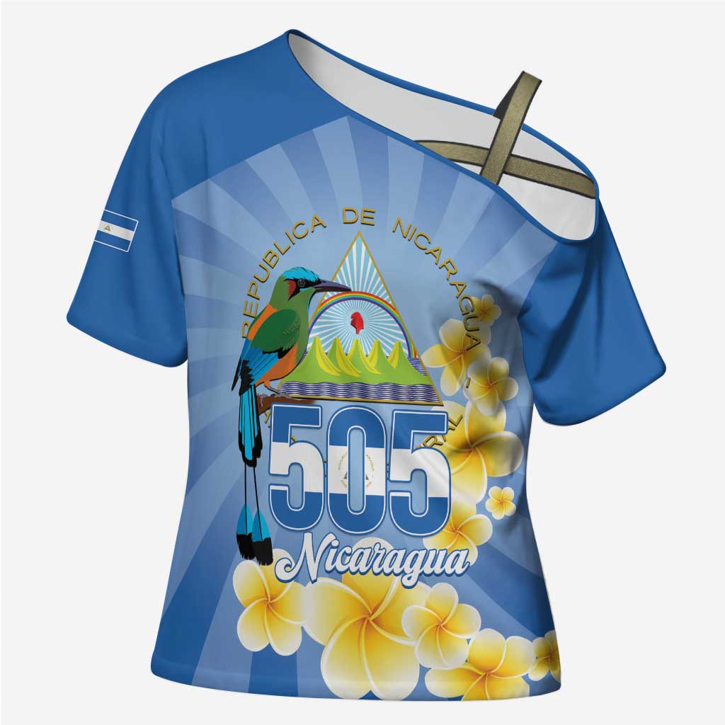 Personalized Nicaragua Independence Day Cross Shoulder Shirt 505 Proud Guardabarranco Sacuanjoche - Wonder Print Shop