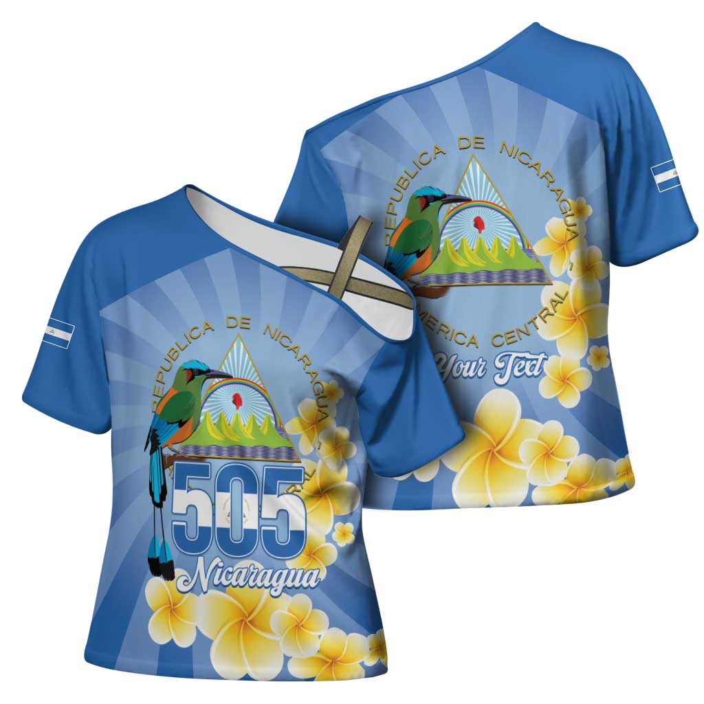 Personalized Nicaragua Independence Day Cross Shoulder Shirt 505 Proud Guardabarranco Sacuanjoche - Wonder Print Shop