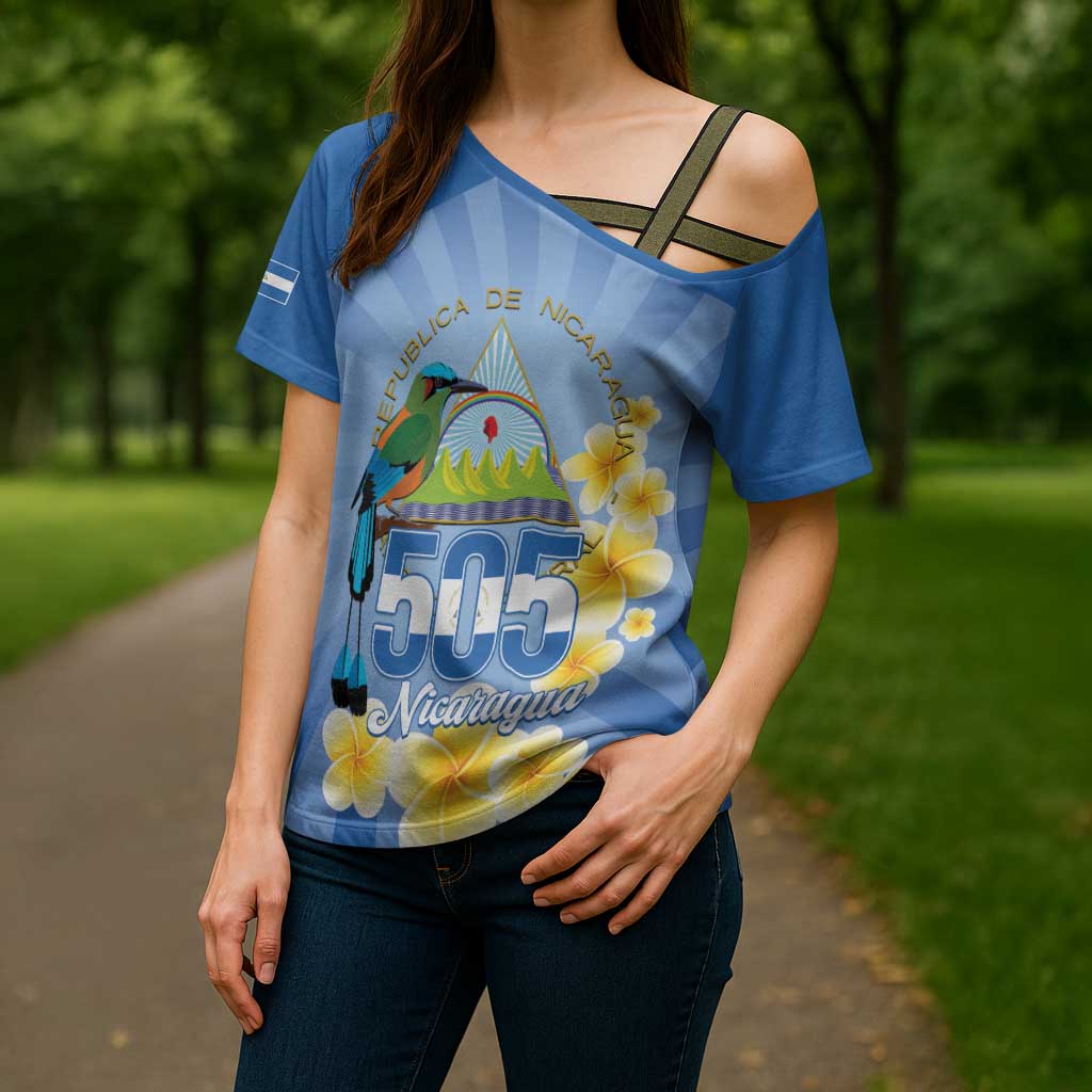 Personalized Nicaragua Independence Day Cross Shoulder Shirt 505 Proud Guardabarranco Sacuanjoche - Wonder Print Shop