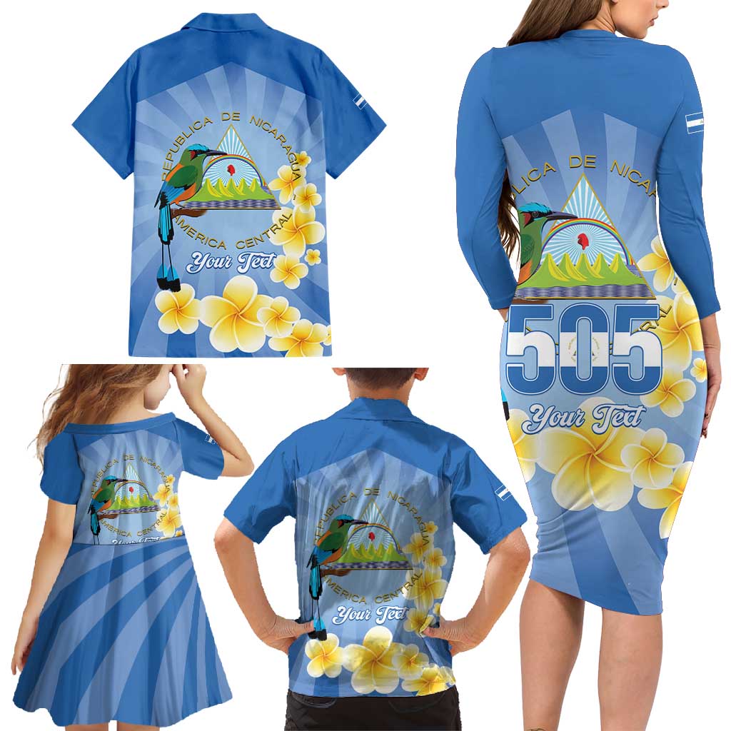 Personalized Nicaragua Independence Day Family Matching Long Sleeve Bodycon Dress and Hawaiian Shirt 505 Proud Guardabarranco Sacuanjoche - Wonder Print Shop