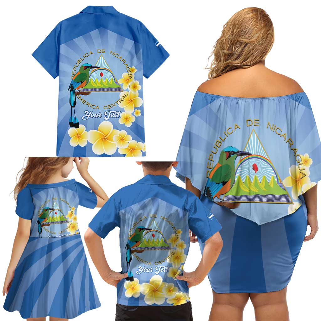 Personalized Nicaragua Independence Day Family Matching Off Shoulder Short Dress and Hawaiian Shirt 505 Proud Guardabarranco Sacuanjoche - Wonder Print Shop