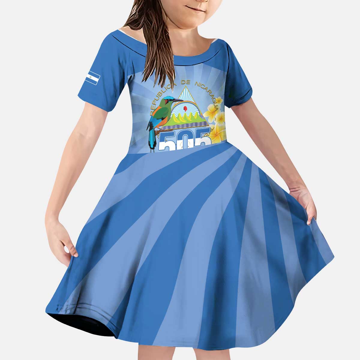 Personalized Nicaragua Independence Day Kid Short Sleeve Dress 505 Proud Guardabarranco Sacuanjoche - Wonder Print Shop