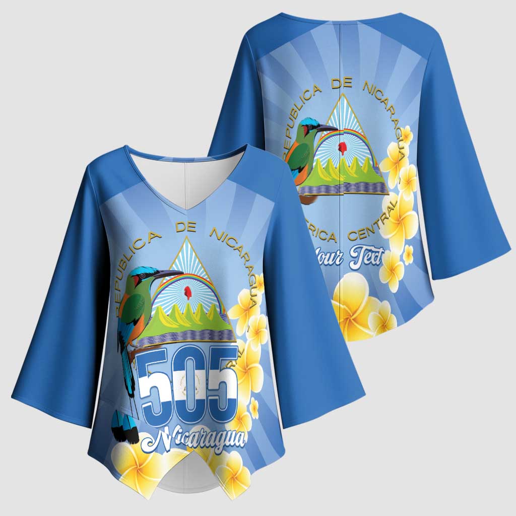 Personalized Nicaragua Independence Day Kimono Sleeve Blouse 505 Proud Guardabarranco Sacuanjoche - Wonder Print Shop