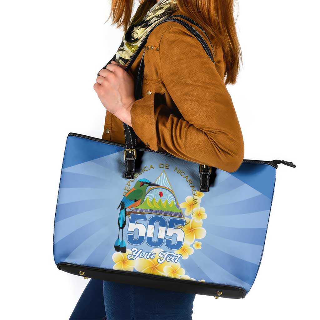 Personalized Nicaragua Independence Day Leather Tote Bag 505 Proud Guardabarranco Sacuanjoche - Wonder Print Shop