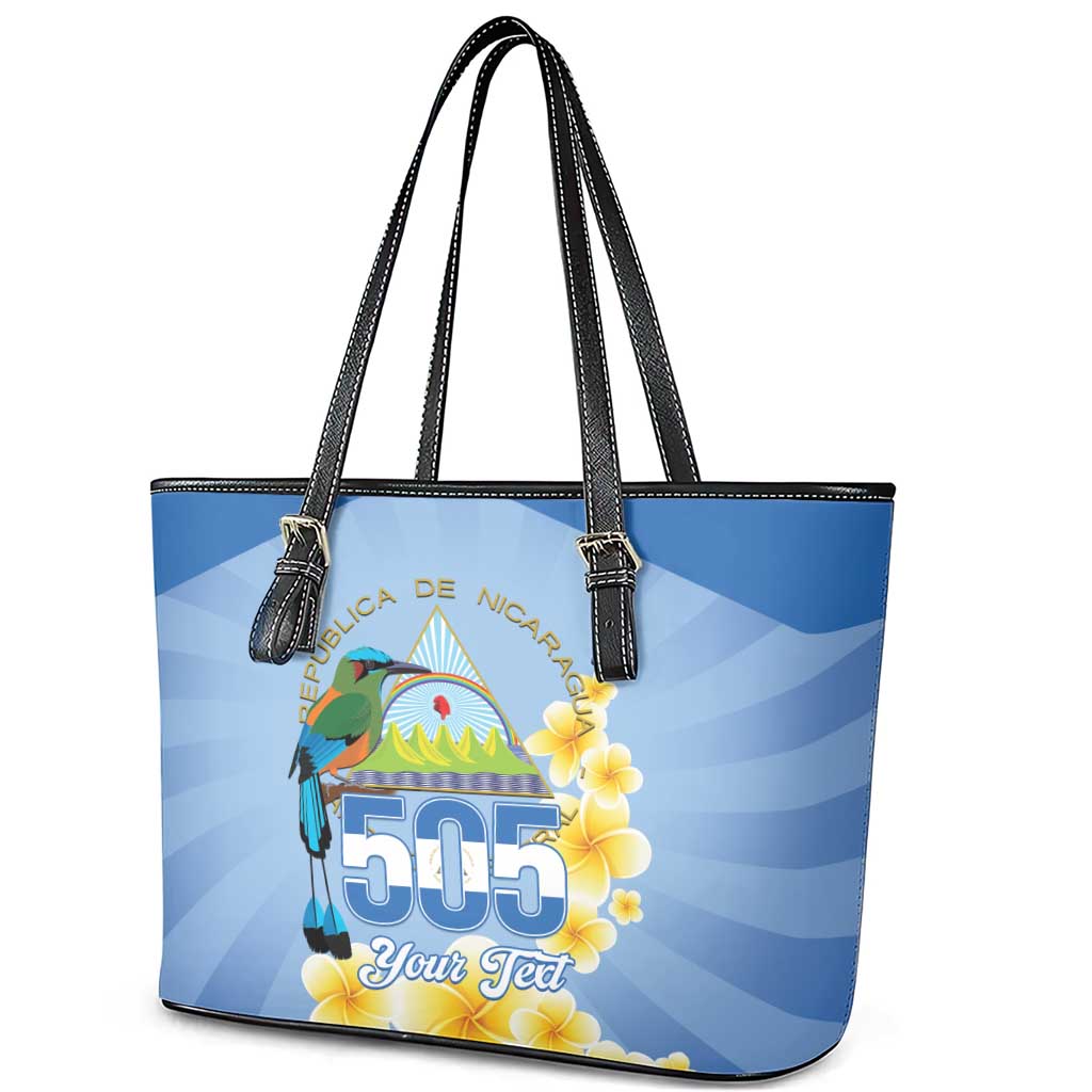 Personalized Nicaragua Independence Day Leather Tote Bag 505 Proud Guardabarranco Sacuanjoche - Wonder Print Shop