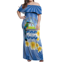 Personalized Nicaragua Independence Day Off Shoulder Maxi Dress 505 Proud Guardabarranco Sacuanjoche - Wonder Print Shop