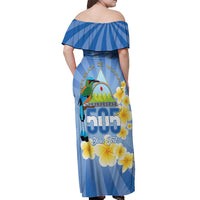 Personalized Nicaragua Independence Day Off Shoulder Maxi Dress 505 Proud Guardabarranco Sacuanjoche - Wonder Print Shop