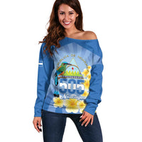 Personalized Nicaragua Independence Day Off Shoulder Sweater 505 Proud Guardabarranco Sacuanjoche - Wonder Print Shop