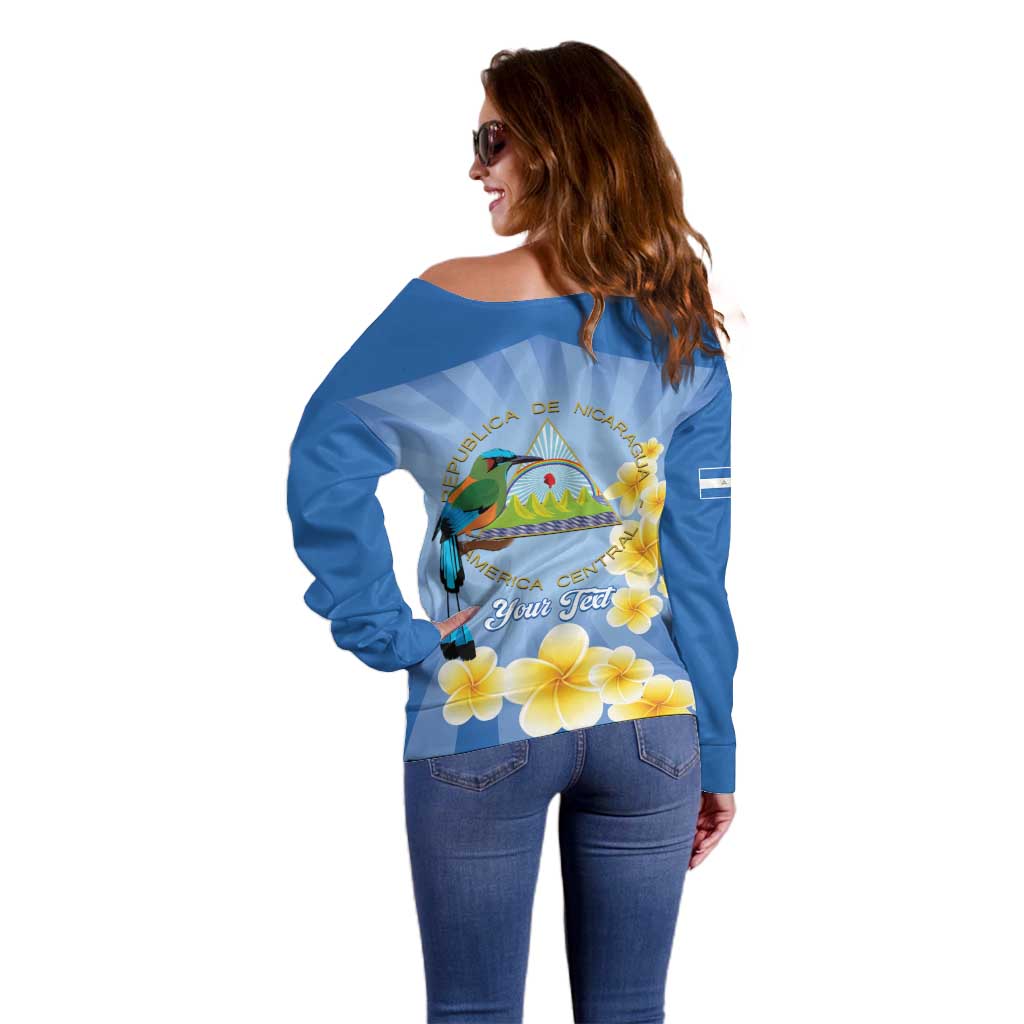Personalized Nicaragua Independence Day Off Shoulder Sweater 505 Proud Guardabarranco Sacuanjoche - Wonder Print Shop