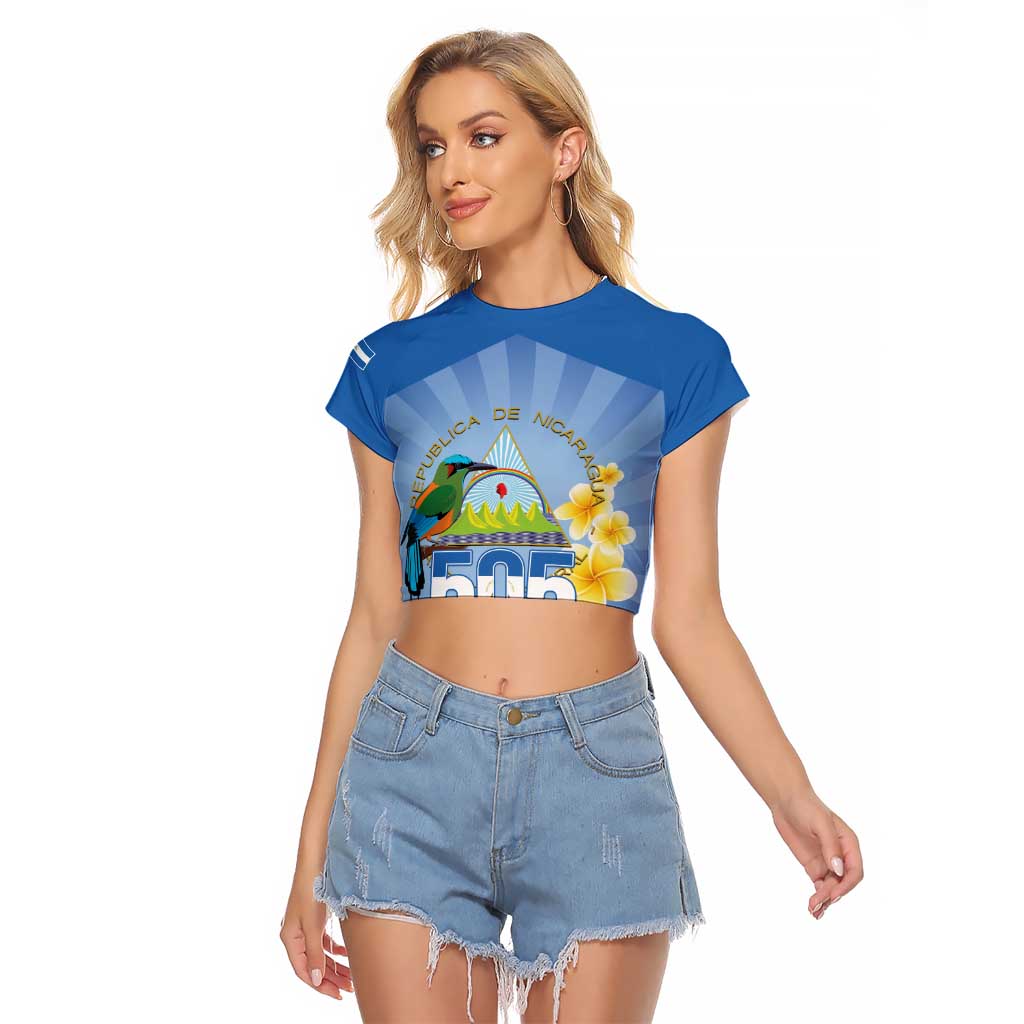 Personalized Nicaragua Independence Day Raglan Cropped T Shirt 505 Proud Guardabarranco Sacuanjoche - Wonder Print Shop