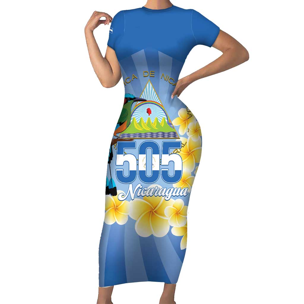 Personalized Nicaragua Independence Day Short Sleeve Bodycon Dress 505 Proud Guardabarranco Sacuanjoche - Wonder Print Shop