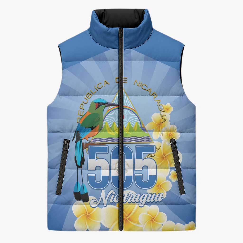 Personalized Nicaragua Independence Day Sleeveless Puffer Jacket 505 Proud Guardabarranco Sacuanjoche - Wonder Print Shop