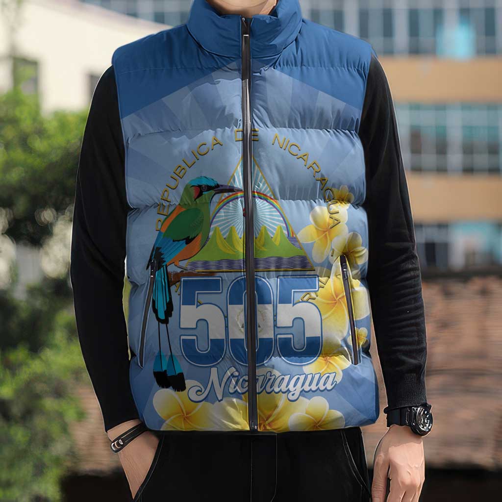 Personalized Nicaragua Independence Day Sleeveless Puffer Jacket 505 Proud Guardabarranco Sacuanjoche - Wonder Print Shop