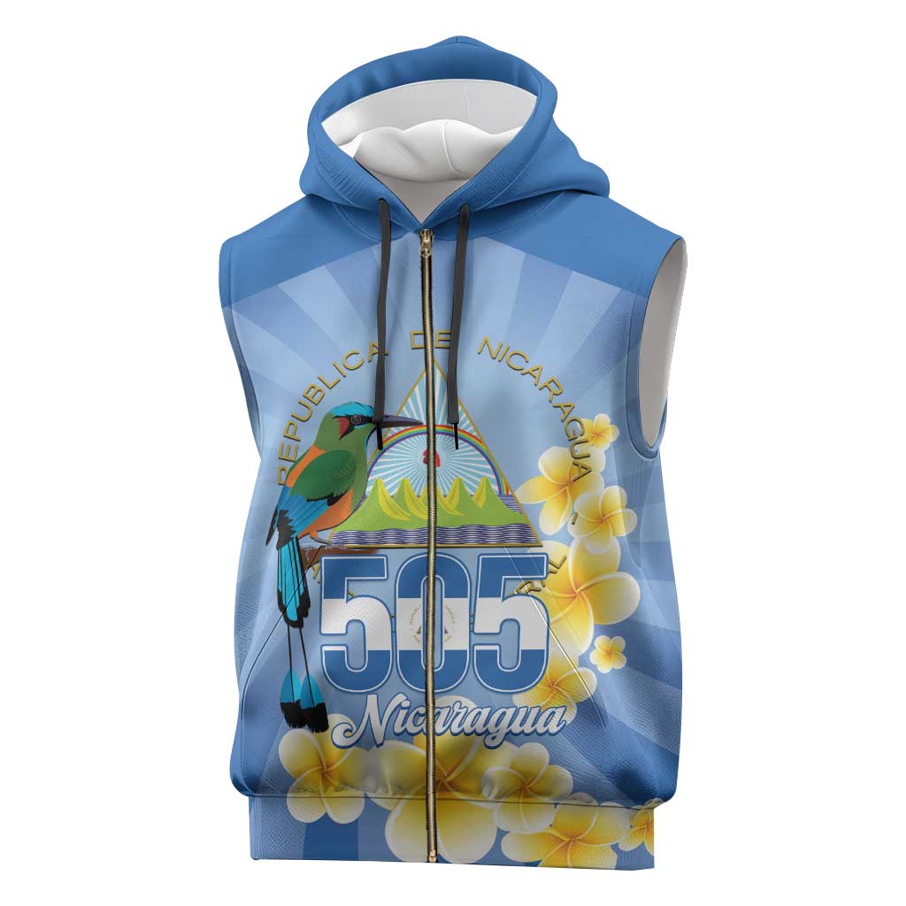 Personalized Nicaragua Independence Day Sleeveless Zip Hoodie 505 Proud Guardabarranco Sacuanjoche - Wonder Print Shop