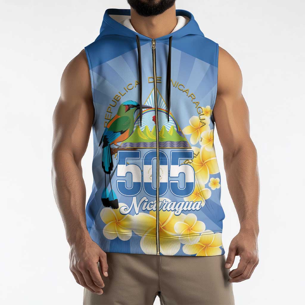 Personalized Nicaragua Independence Day Sleeveless Zip Hoodie 505 Proud Guardabarranco Sacuanjoche - Wonder Print Shop