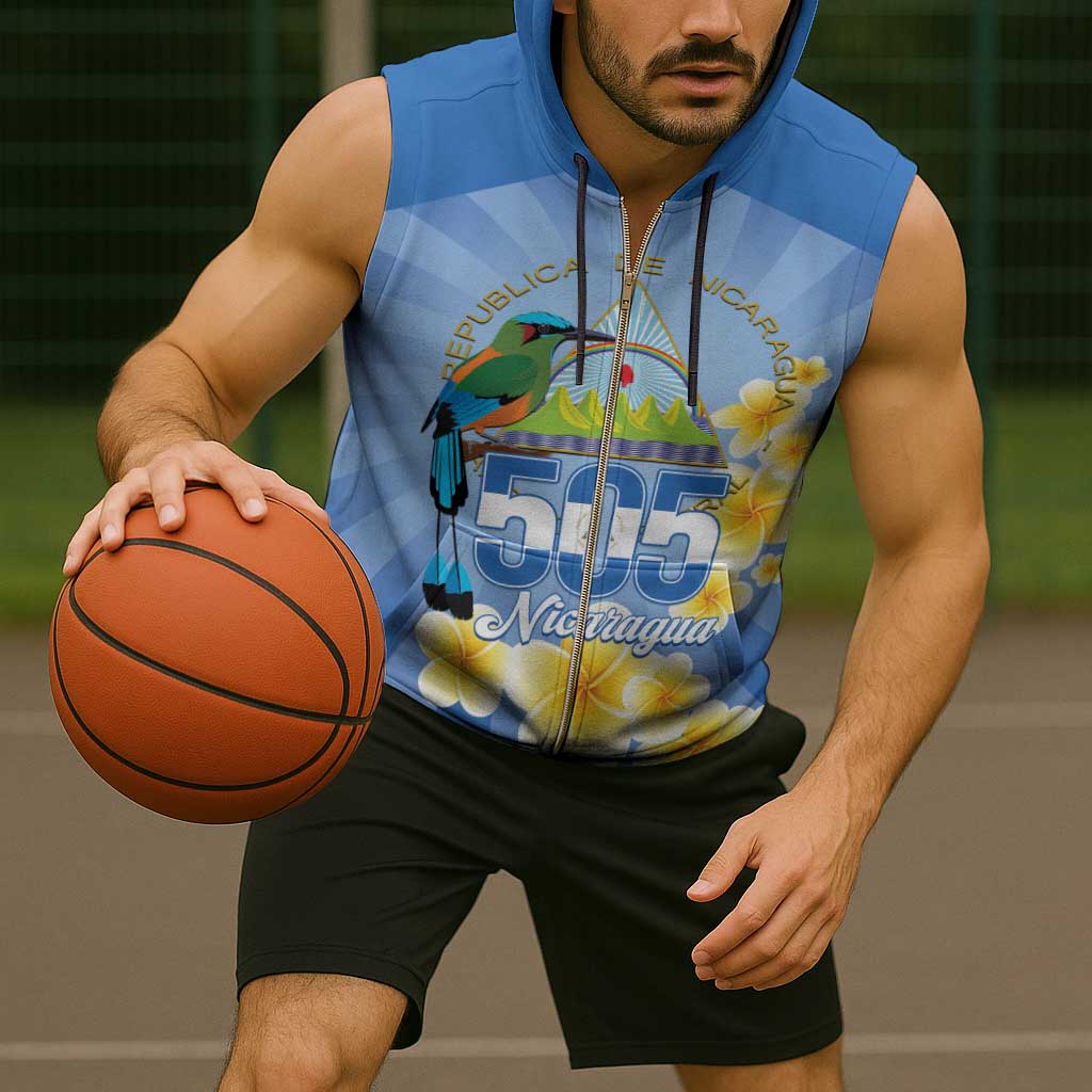 Personalized Nicaragua Independence Day Sleeveless Zip Hoodie 505 Proud Guardabarranco Sacuanjoche - Wonder Print Shop