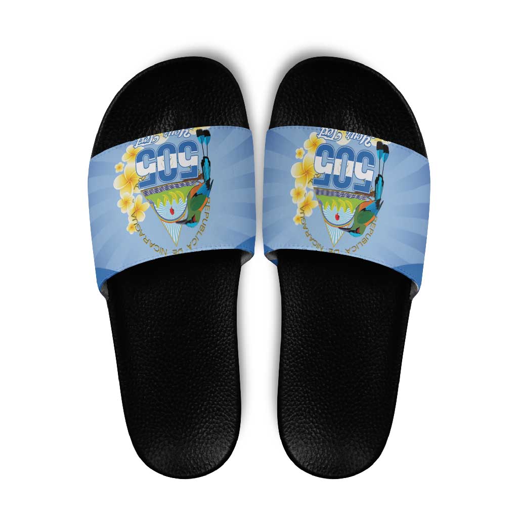 Personalized Nicaragua Independence Day Slide Sandals 505 Proud Guardabarranco Sacuanjoche - Wonder Print Shop