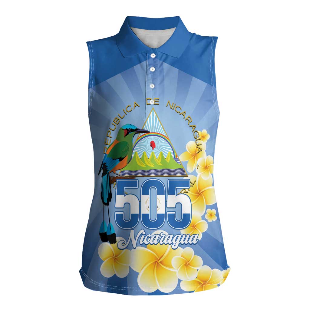 Personalized Nicaragua Independence Day Women Sleeveless Polo Shirt 505 Proud Guardabarranco Sacuanjoche - Wonder Print Shop