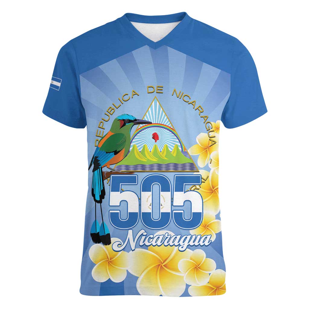 Personalized Nicaragua Independence Day Women V-Neck T-Shirt 505 Proud Guardabarranco Sacuanjoche - Wonder Print Shop