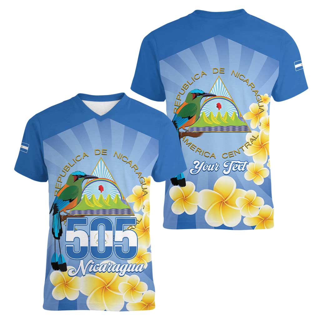 Personalized Nicaragua Independence Day Women V-Neck T-Shirt 505 Proud Guardabarranco Sacuanjoche - Wonder Print Shop