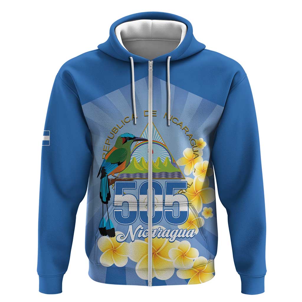 Personalized Nicaragua Independence Day Zip Hoodie 505 Proud Guardabarranco Sacuanjoche - Wonder Print Shop