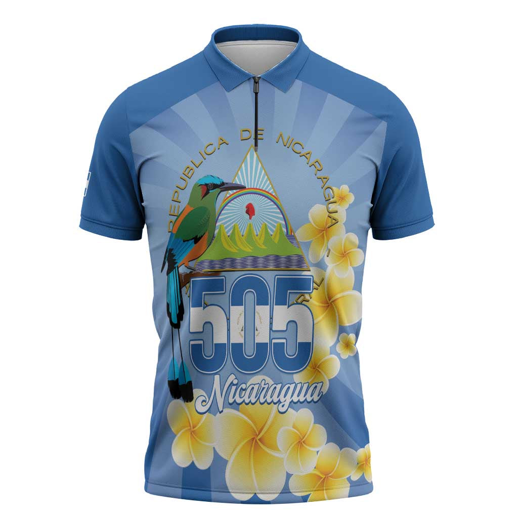 Personalized Nicaragua Independence Day Zipper Polo Shirt 505 Proud Guardabarranco Sacuanjoche - Wonder Print Shop