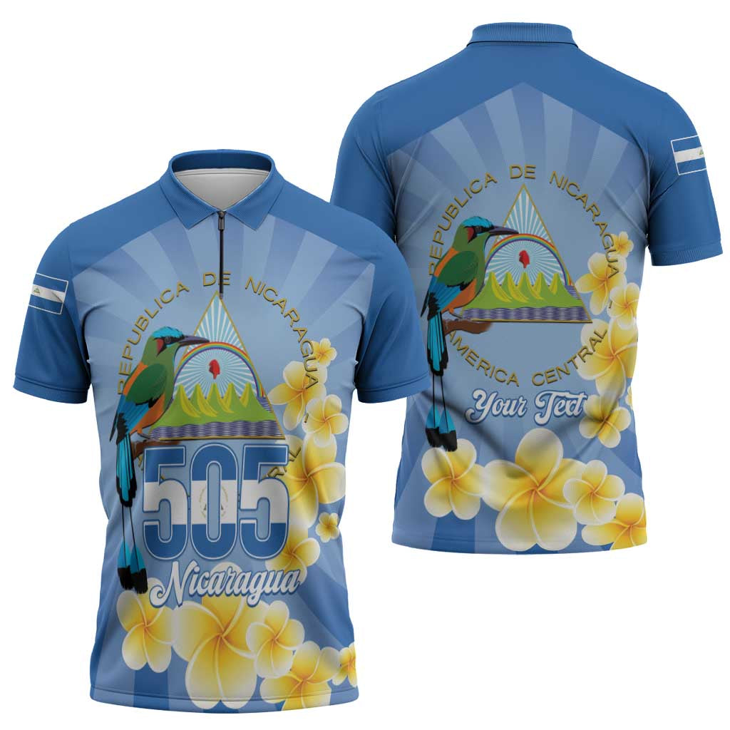 Personalized Nicaragua Independence Day Zipper Polo Shirt 505 Proud Guardabarranco Sacuanjoche - Wonder Print Shop