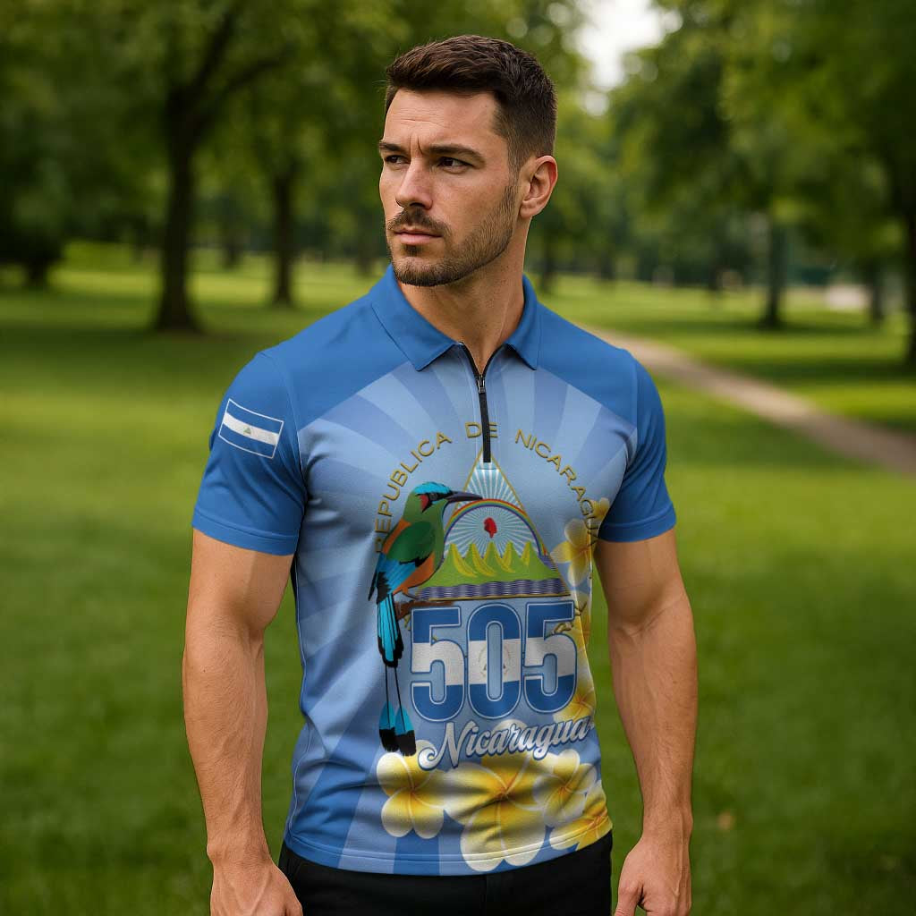 Personalized Nicaragua Independence Day Zipper Polo Shirt 505 Proud Guardabarranco Sacuanjoche - Wonder Print Shop