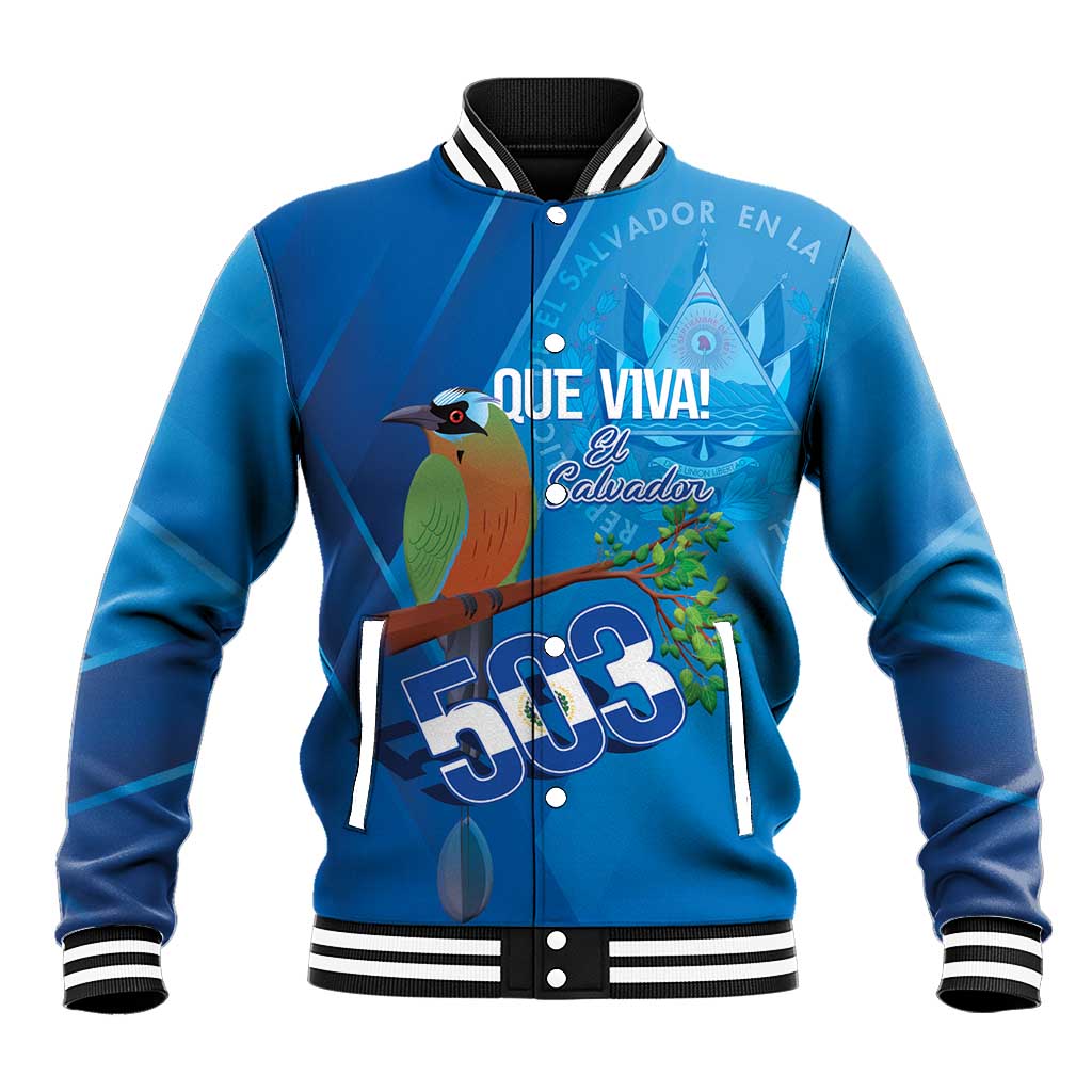 Personalized Que Viva El Salvador Baseball Jacket Guardabarranco 503 Independence Day Proud - Wonder Print Shop