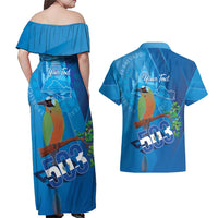 Personalized Que Viva El Salvador Couples Matching Off Shoulder Maxi Dress and Hawaiian Shirt Guardabarranco 503 Independence Day Proud - Wonder Print Shop