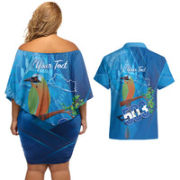 Personalized Que Viva El Salvador Couples Matching Off Shoulder Short Dress and Hawaiian Shirt Guardabarranco 503 Independence Day Proud - Wonder Print Shop