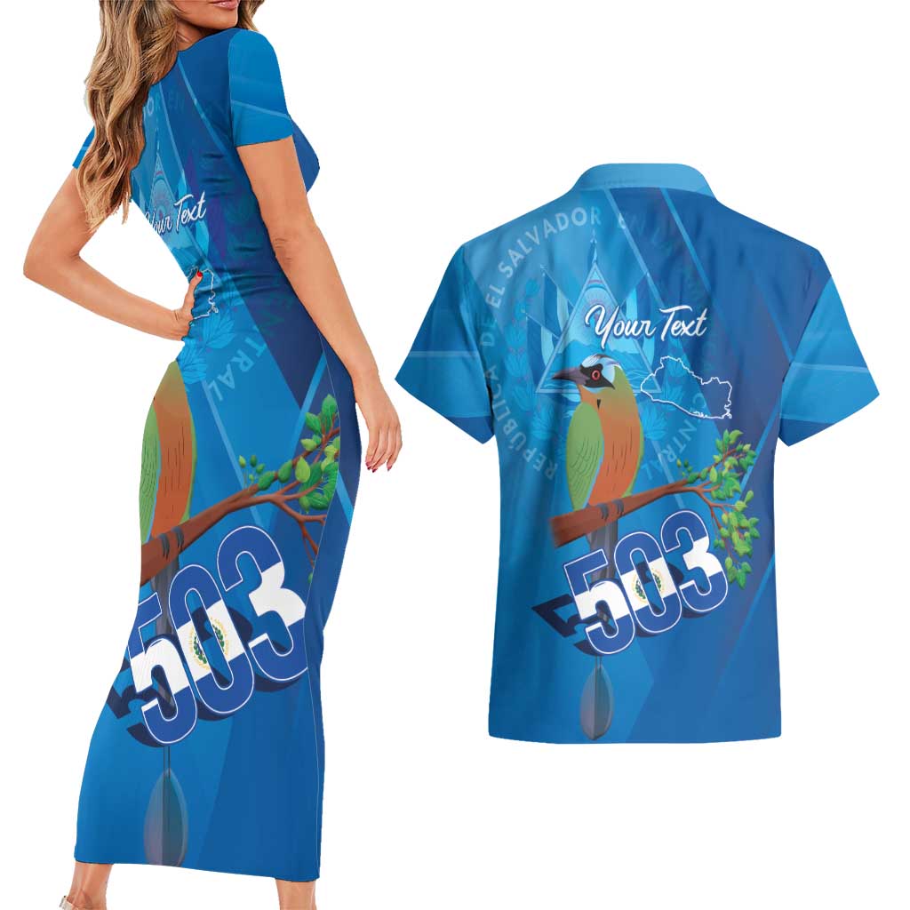 Personalized Que Viva El Salvador Couples Matching Short Sleeve Bodycon Dress and Hawaiian Shirt Guardabarranco 503 Independence Day Proud - Wonder Print Shop