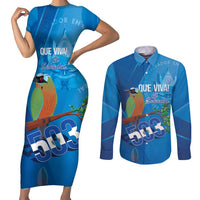 Personalized Que Viva El Salvador Couples Matching Short Sleeve Bodycon Dress and Long Sleeve Button Shirt Guardabarranco 503 Independence Day Proud - Wonder Print Shop