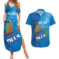Personalized Que Viva El Salvador Couples Matching Summer Maxi Dress and Hawaiian Shirt Guardabarranco 503 Independence Day Proud - Wonder Print Shop