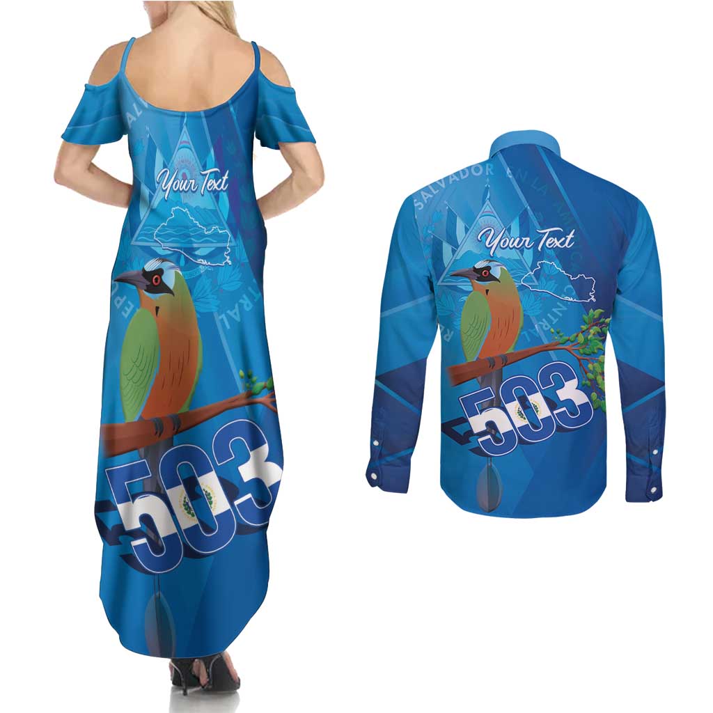 Personalized Que Viva El Salvador Couples Matching Summer Maxi Dress and Long Sleeve Button Shirt Guardabarranco 503 Independence Day Proud - Wonder Print Shop