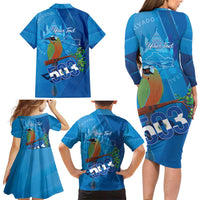 Personalized Que Viva El Salvador Family Matching Long Sleeve Bodycon Dress and Hawaiian Shirt Guardabarranco 503 Independence Day Proud - Wonder Print Shop