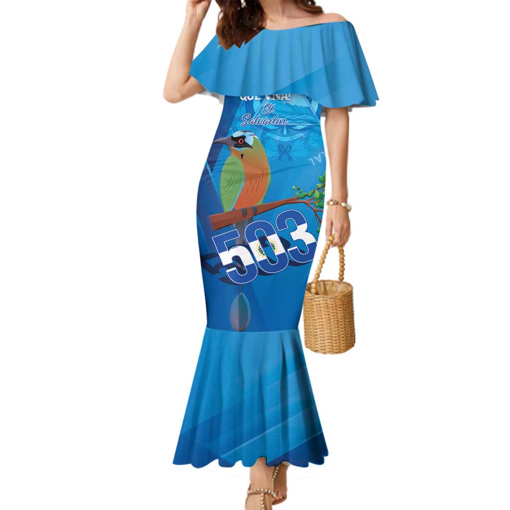 Personalized Que Viva El Salvador Family Matching Mermaid Dress and Hawaiian Shirt Guardabarranco 503 Independence Day Proud - Wonder Print Shop