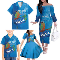 Personalized Que Viva El Salvador Family Matching Off The Shoulder Long Sleeve Dress and Hawaiian Shirt Guardabarranco 503 Independence Day Proud - Wonder Print Shop